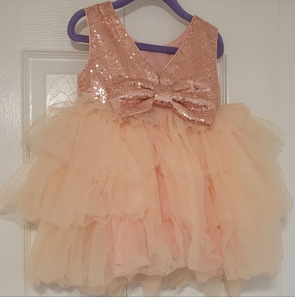 Toddler Girls Sequins & Tulle Flower Girl Dress with Sequin Bow size 2T - Picture 2 of 10